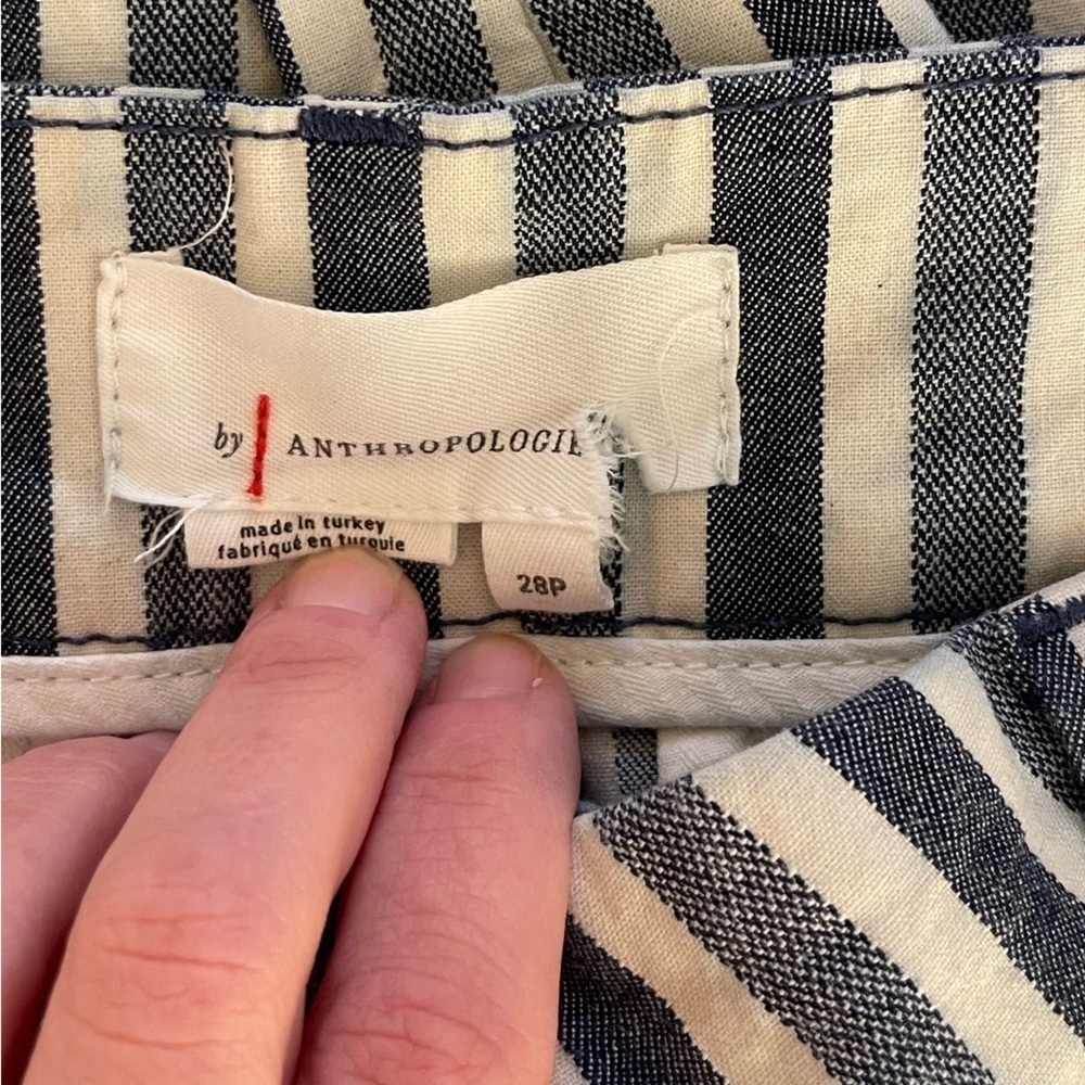 Women’s Anthropologie Alena blue & white striped boot up pants 28P - Picture 4 of 6